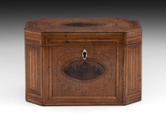 Antique Georgian Harewood Tea Caddy with Blackthorn Oysters, 18th Century
