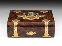 Betjemann Feathered Walnut and Brass Games Box