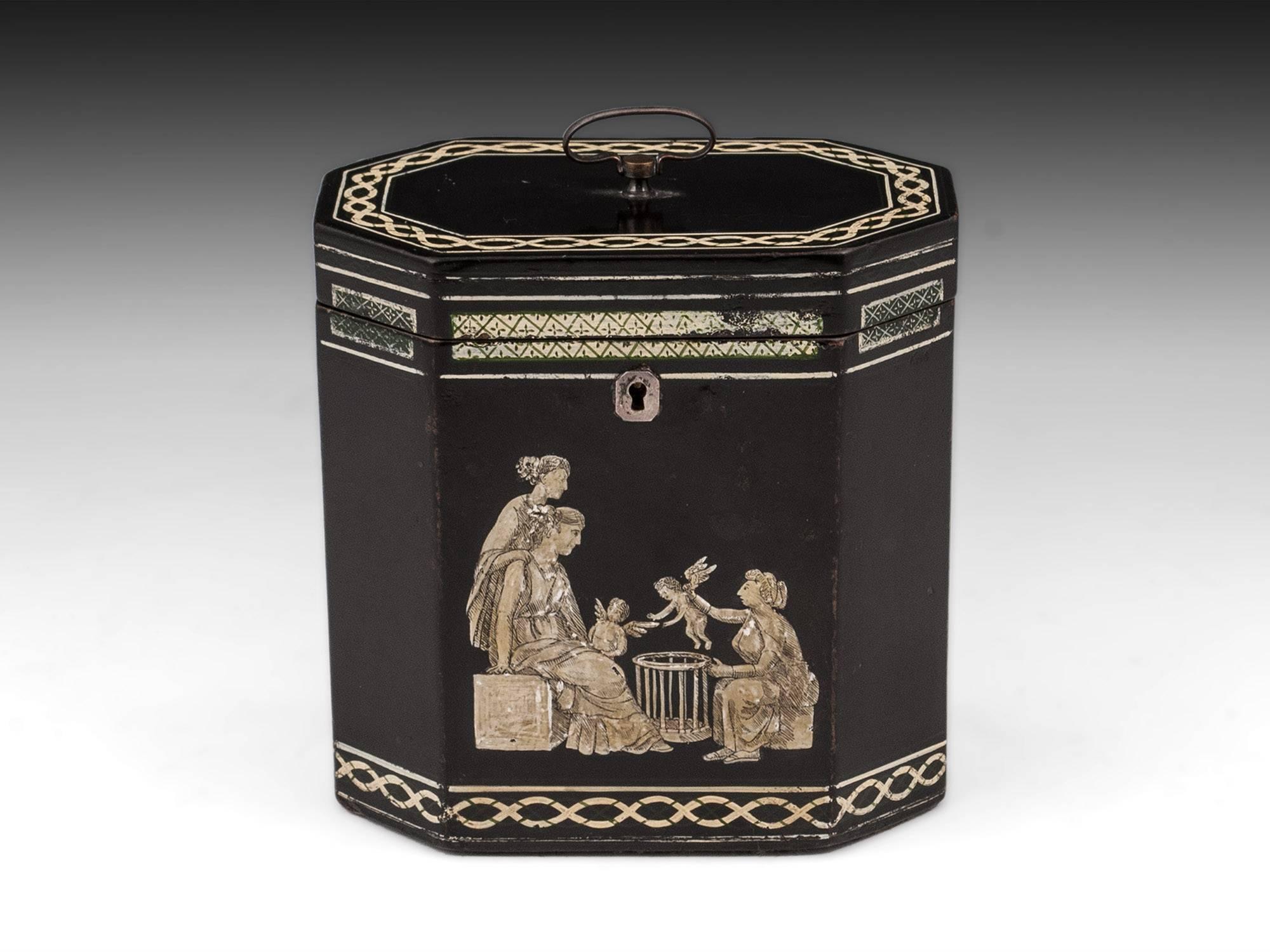 18th Century Papier Mâché Octagonal Tea Caddy by Henry Clay 2