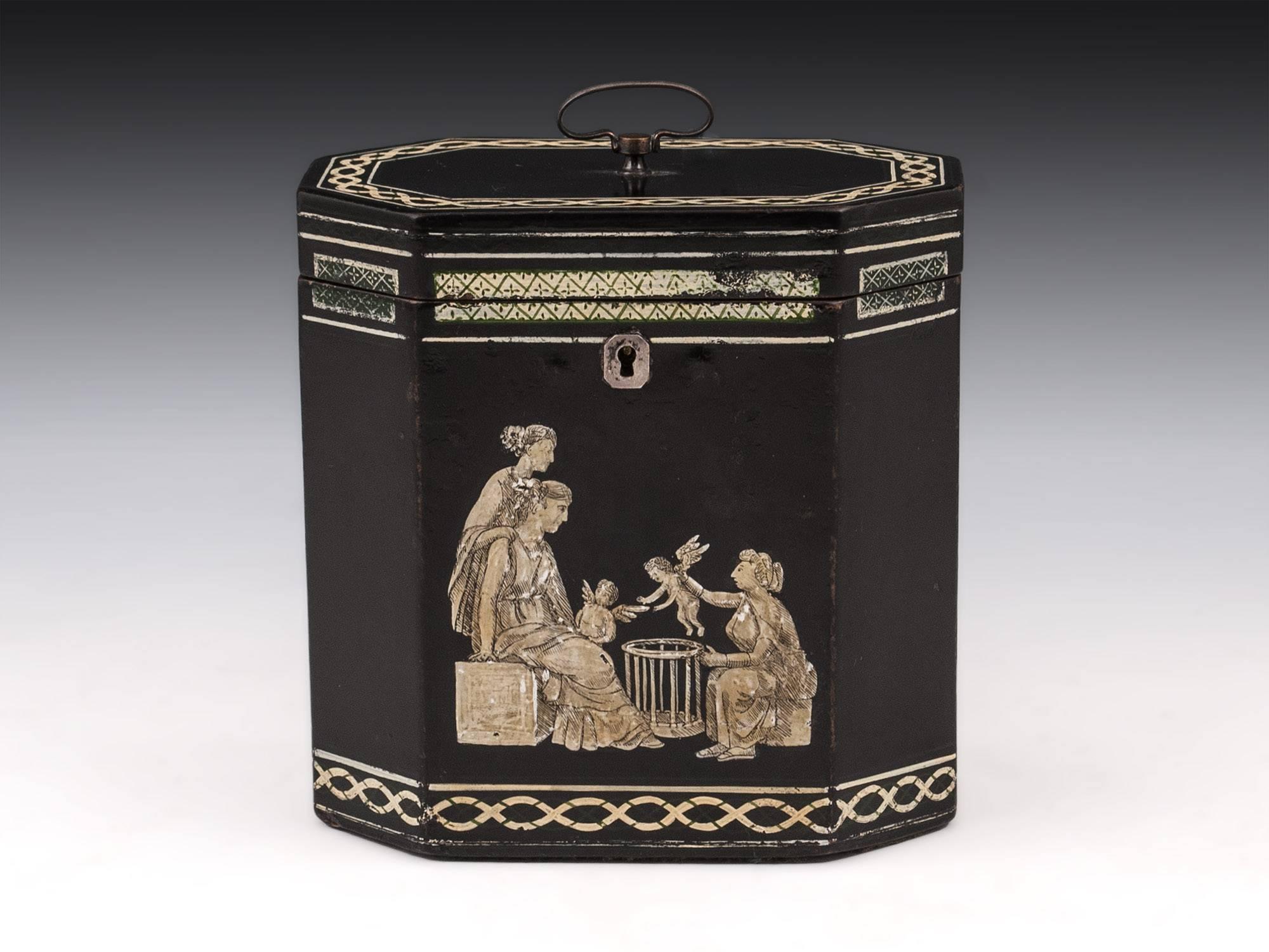 18th Century Papier Mâché Octagonal Tea Caddy by Henry Clay 3