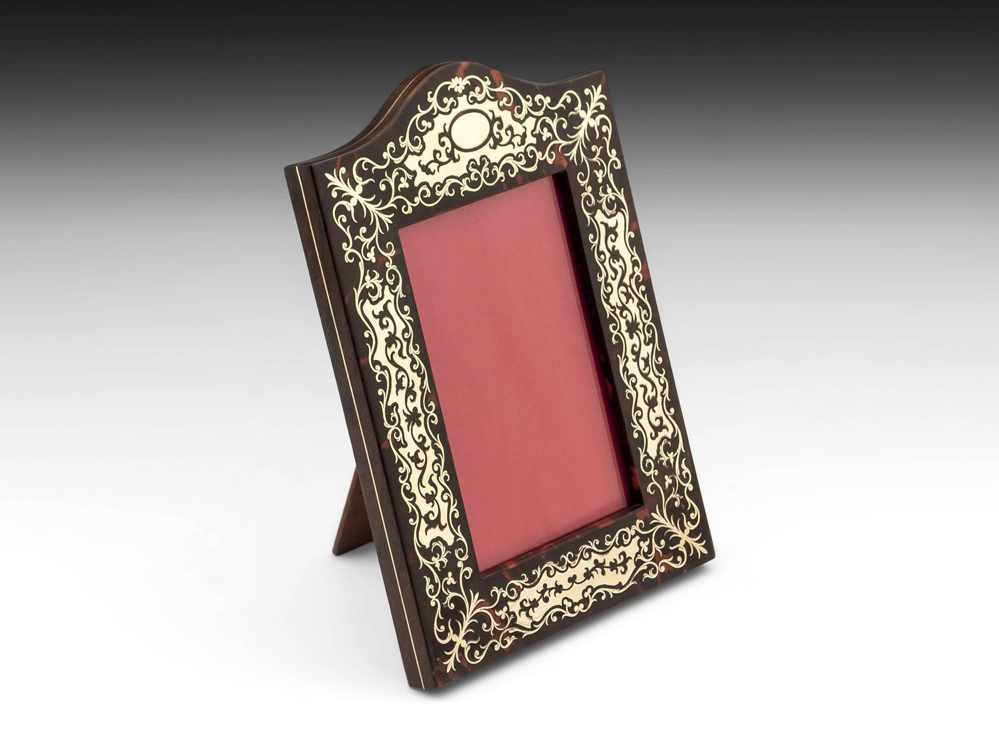 Red Tortoiseshell Boulle Stationery Box & Photo  Frame by Hallstaff & Hannaford 1