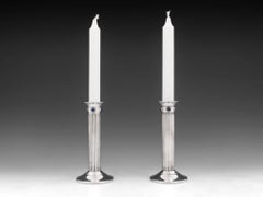 Pair of Silver-Plated Cartier Candle Sticks 20th Century