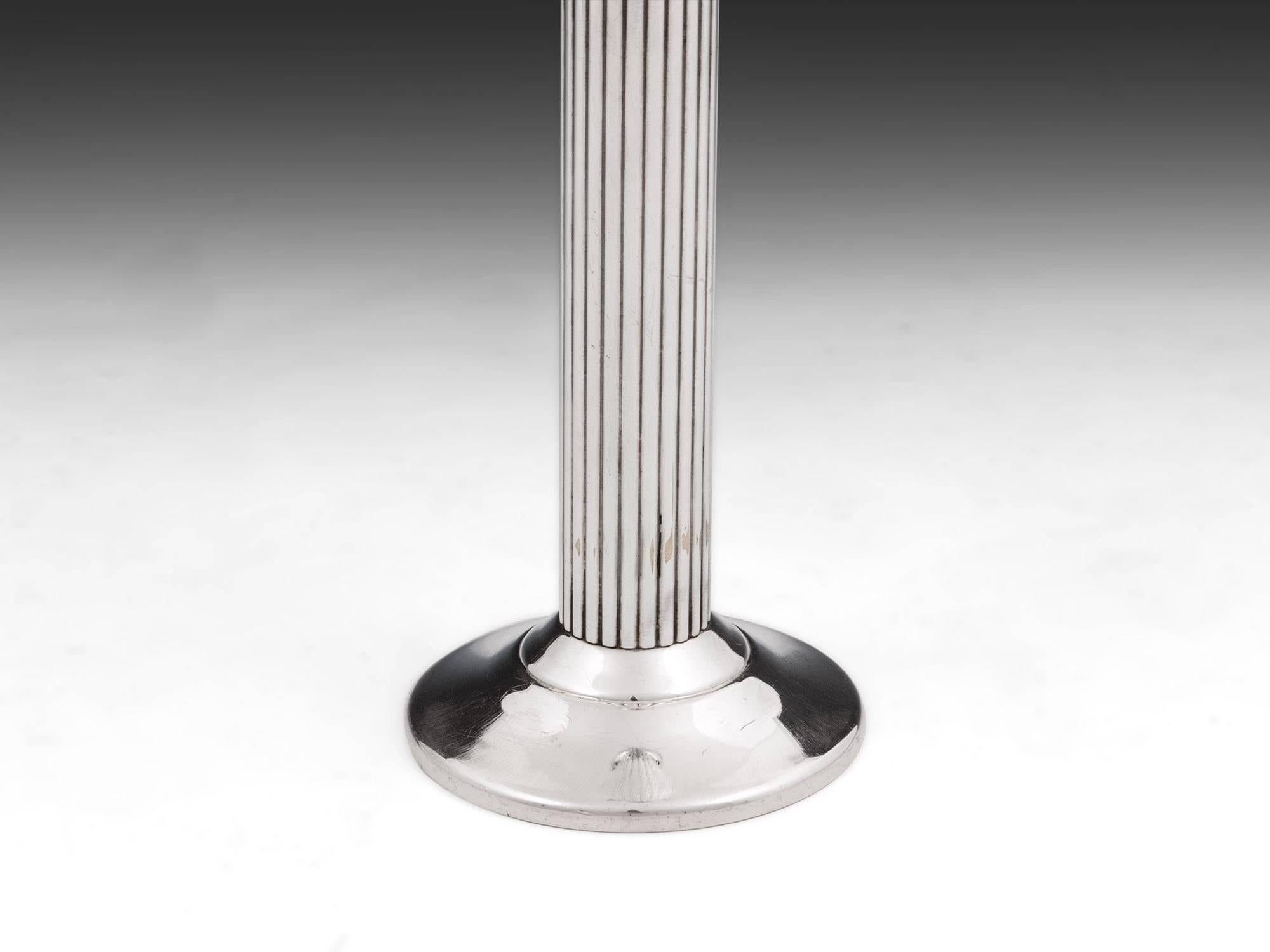 Pair of Silver-Plated Cartier Candle Sticks 20th Century 1