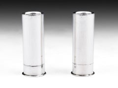Mappin & Webb Sterling Silver Shotgun Cartridge Salt and Pepper Shakers