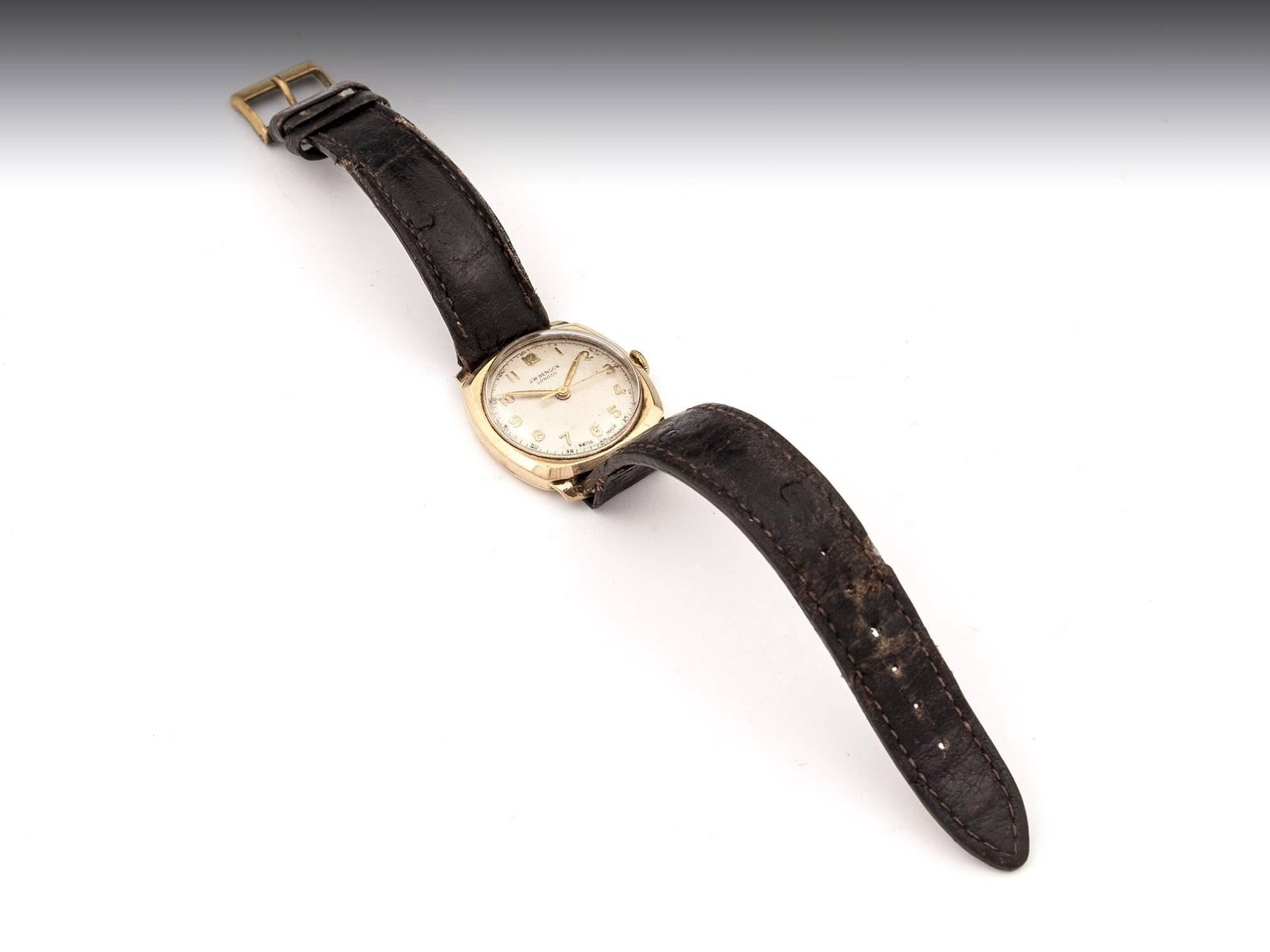 19-Carat Gold Wrist Watch by J. W. Benson 20th Century For Sale 1