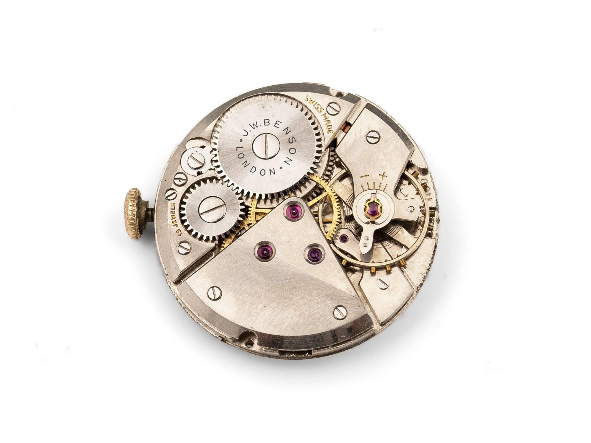 19-Carat Gold Wrist Watch by J. W. Benson 20th Century For Sale 4