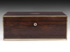 Antique Brass Bound David Edwards Writing Box with Secret Compartment