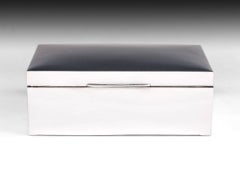 Sterling Silver and Cedar Wood Humidor Cigar Box