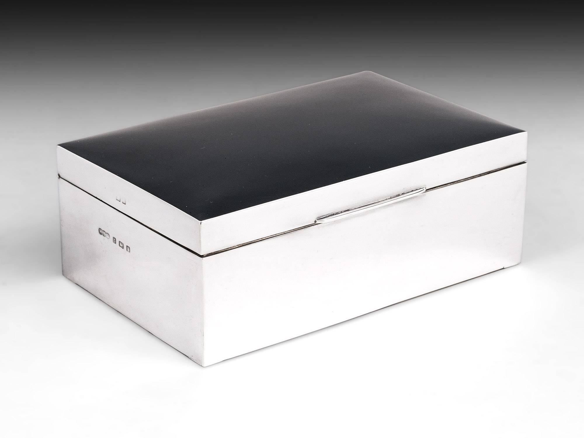 British Sterling Silver and Cedar Wood Humidor Cigar Box