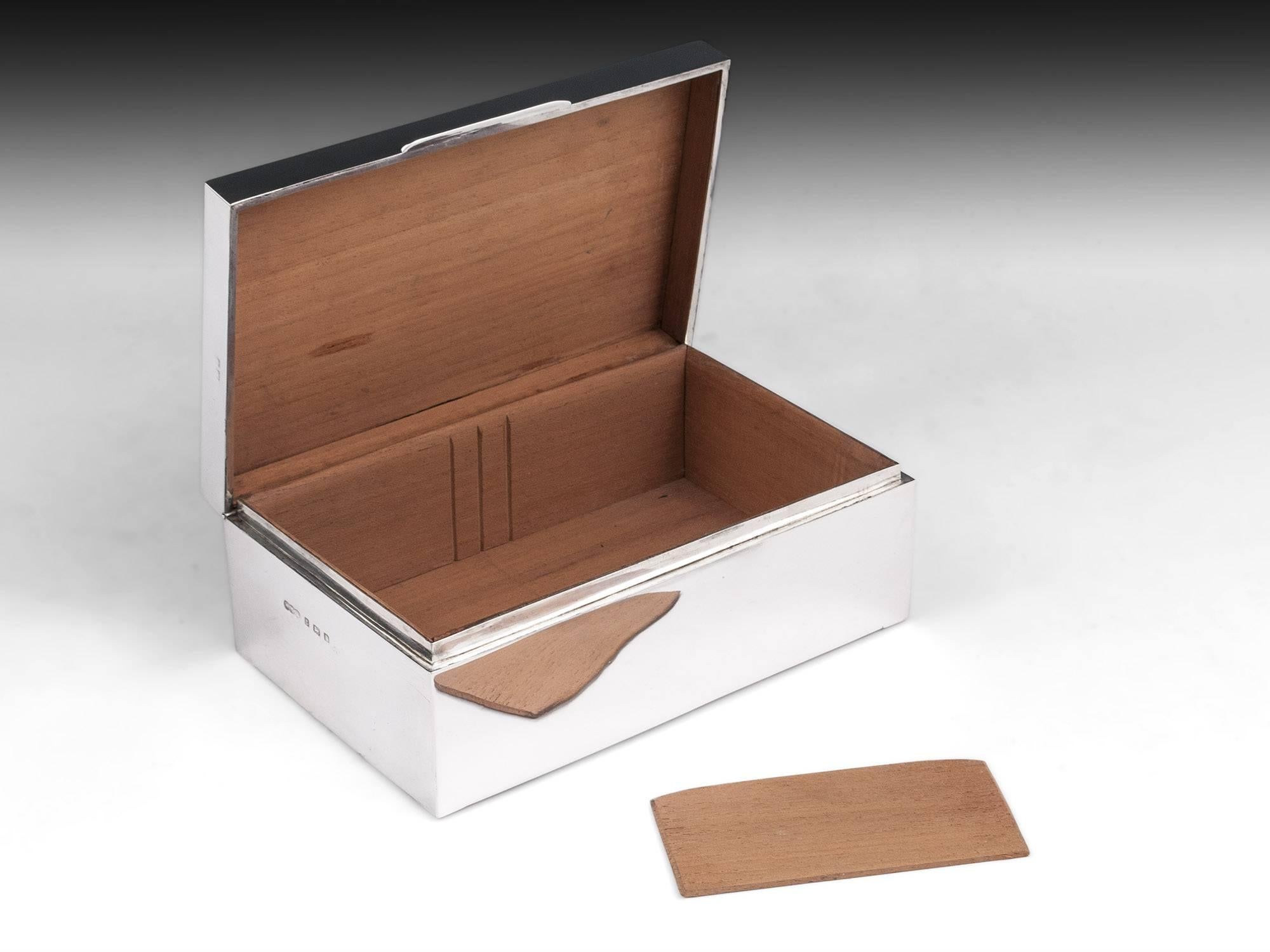 Sterling Silver and Cedar Wood Humidor Cigar Box 4