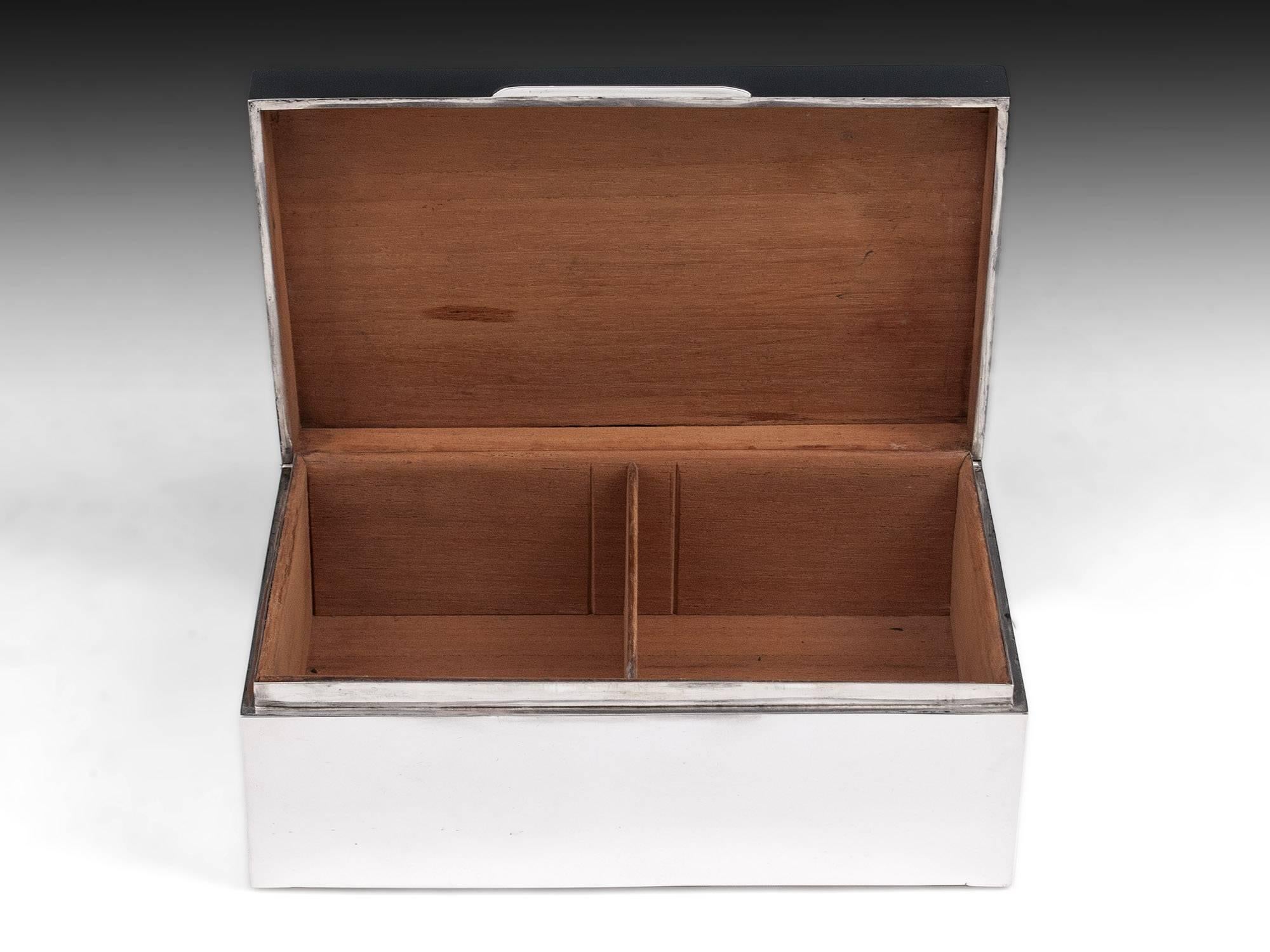 Sterling Silver and Cedar Wood Humidor Cigar Box 2