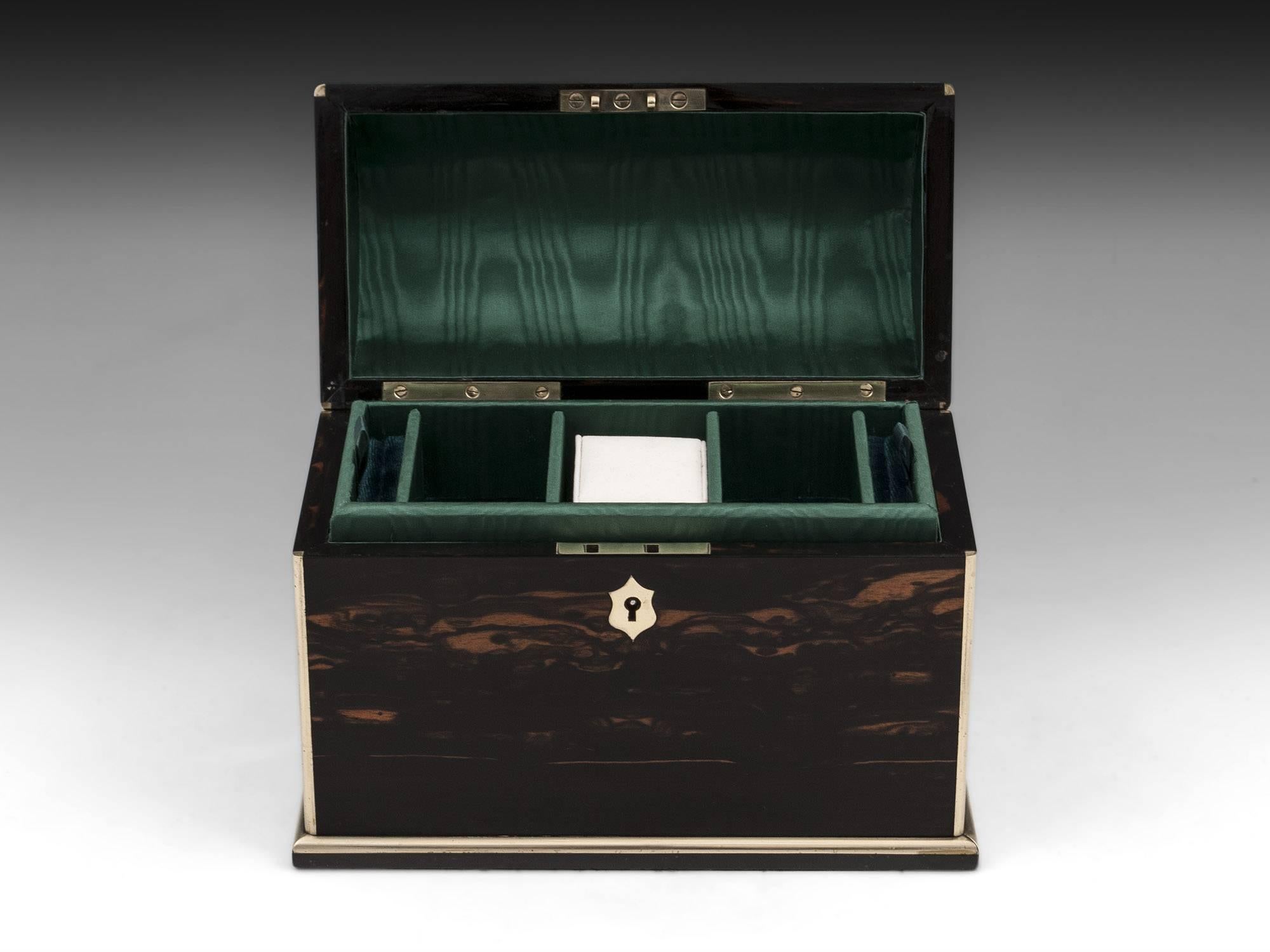 Dome Top Brass Bound Coromandel Jewellery Watch Box 19th Century In Good Condition In Northampton, United Kingdom