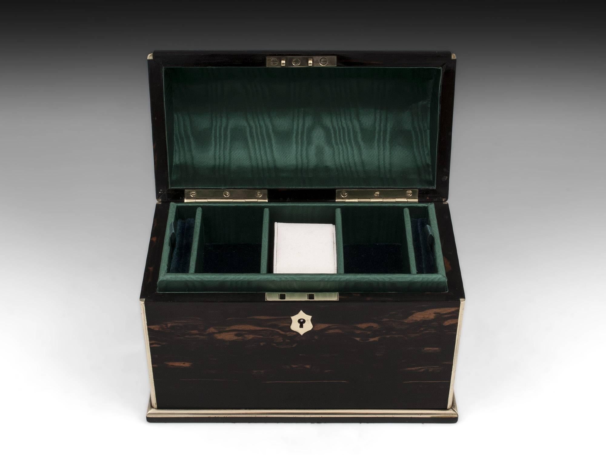 Dome Top Brass Bound Coromandel Jewellery Watch Box 19th Century 1