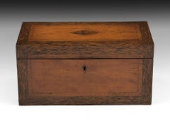 Georgian Satinwood Tea Chest with Glass Tea Caddy Bowl, 19th Century