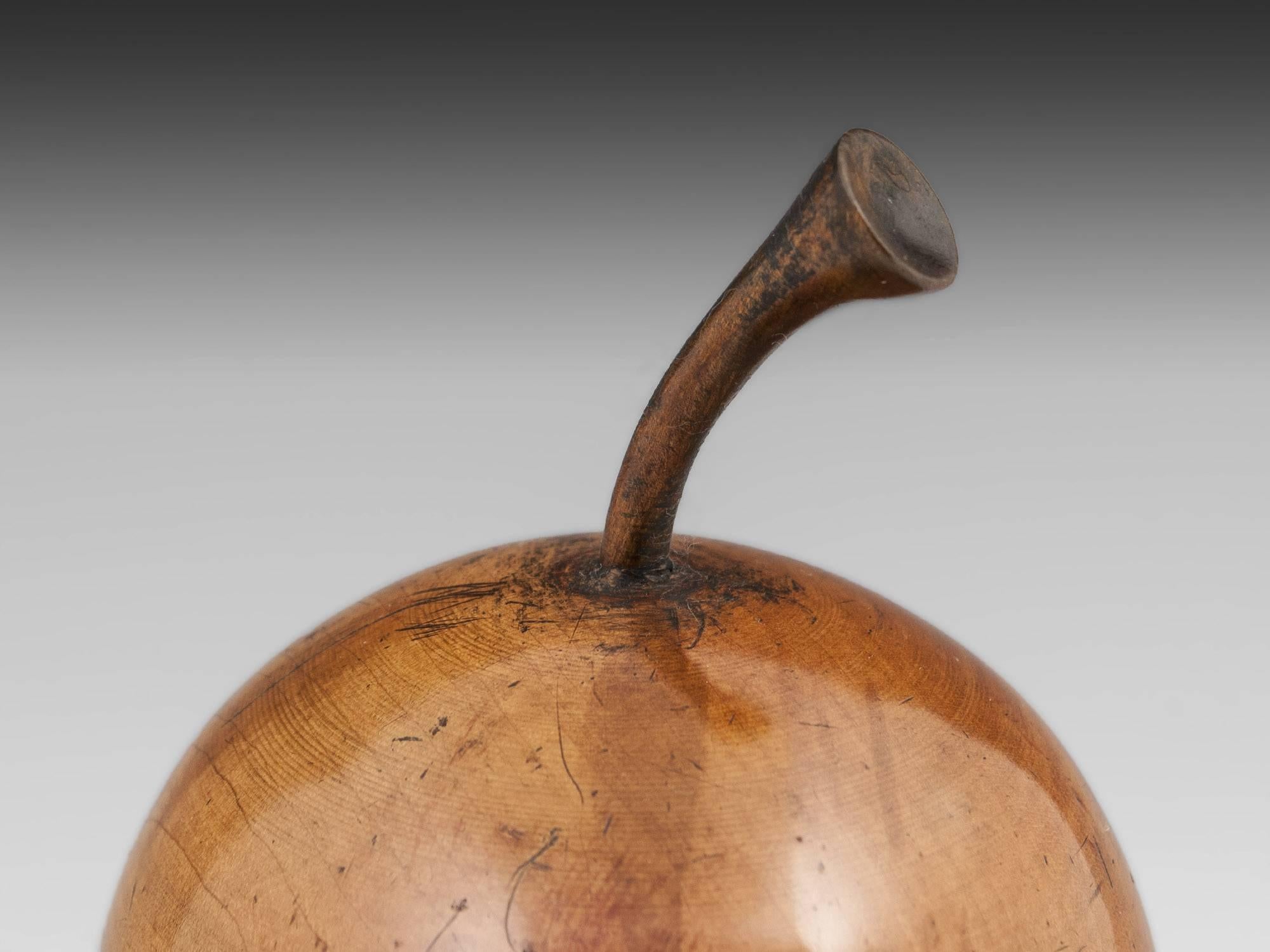 George III Antique Fruit Wood Treen Pear Tea Caddy, Early 19th Century