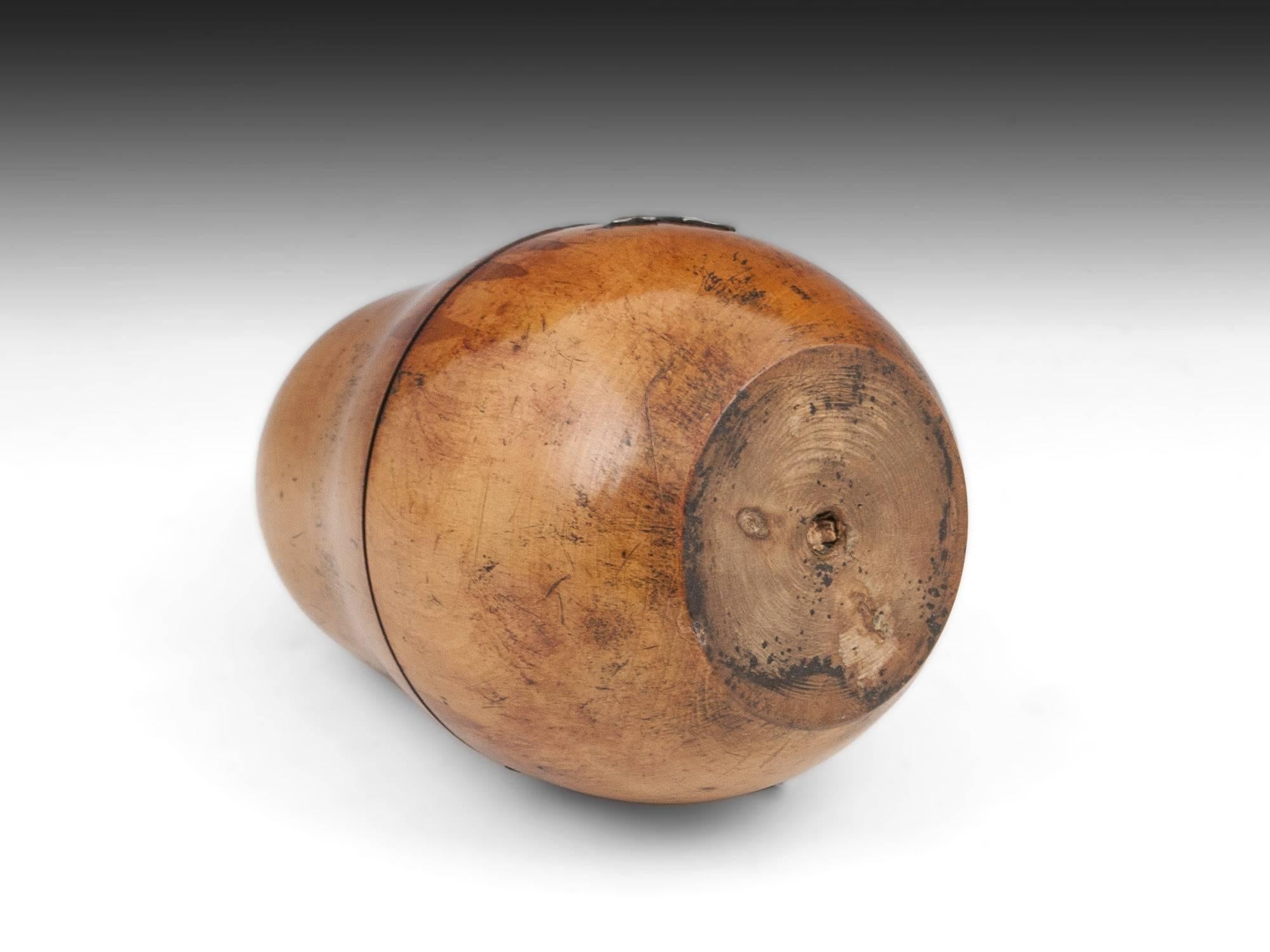 Antique Fruit Wood Treen Pear Tea Caddy, Early 19th Century 4