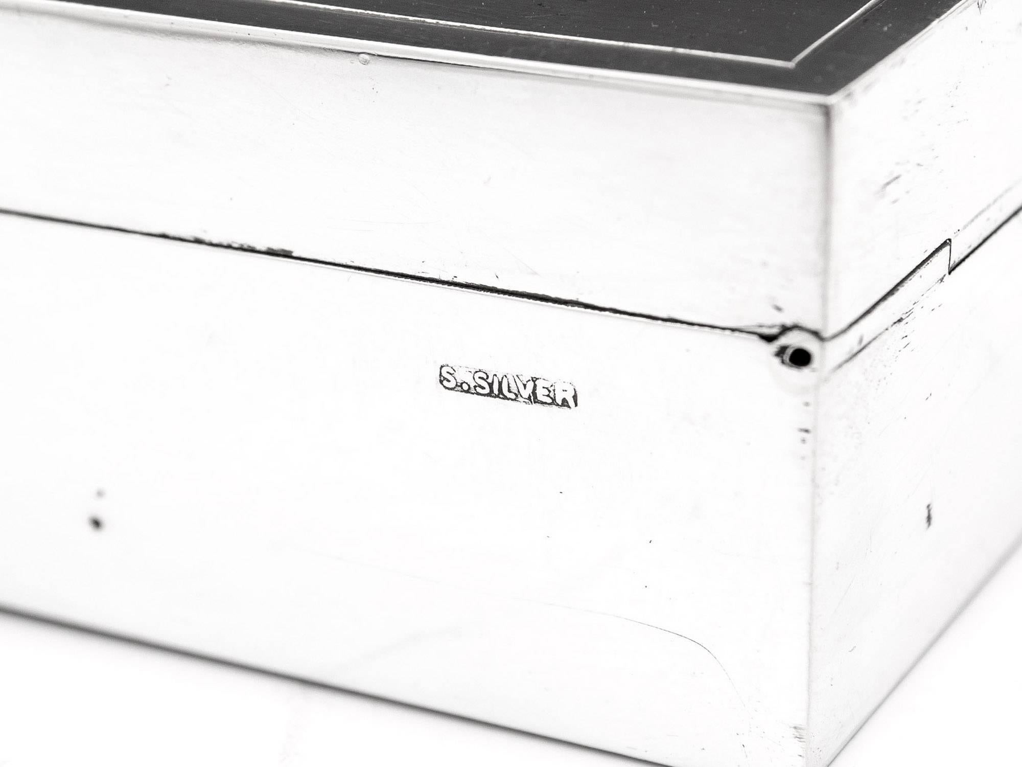 Sterling Silver Art Deco Cigar Cigarette Box Case, 20th Century 3