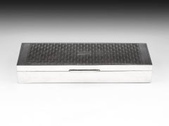 Sterling Silver Art Deco Cigar Cigarette Box Case, 20th Century