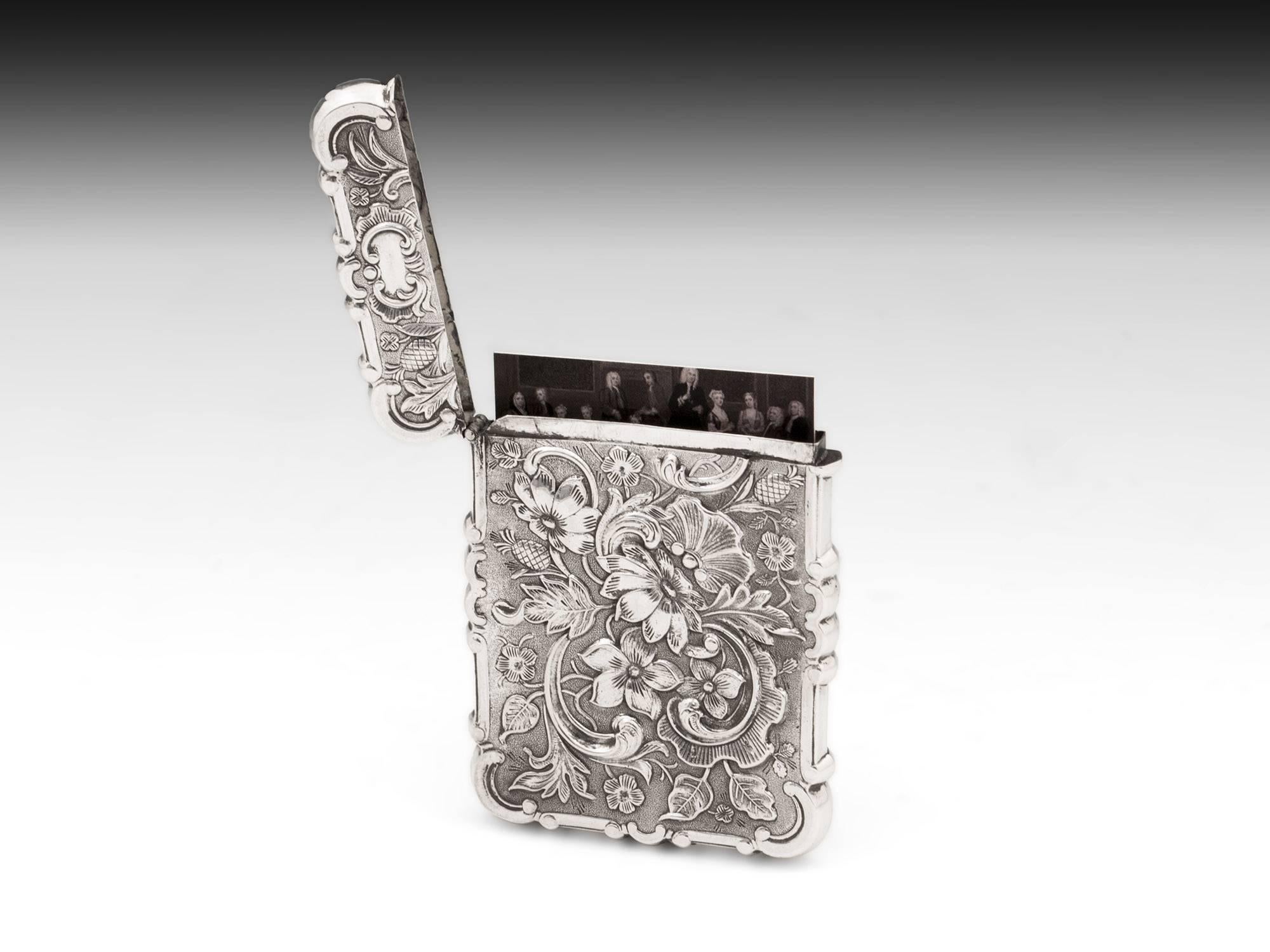 Silver American Castle Card Case by Leonard and Wilson, 19th Century 1