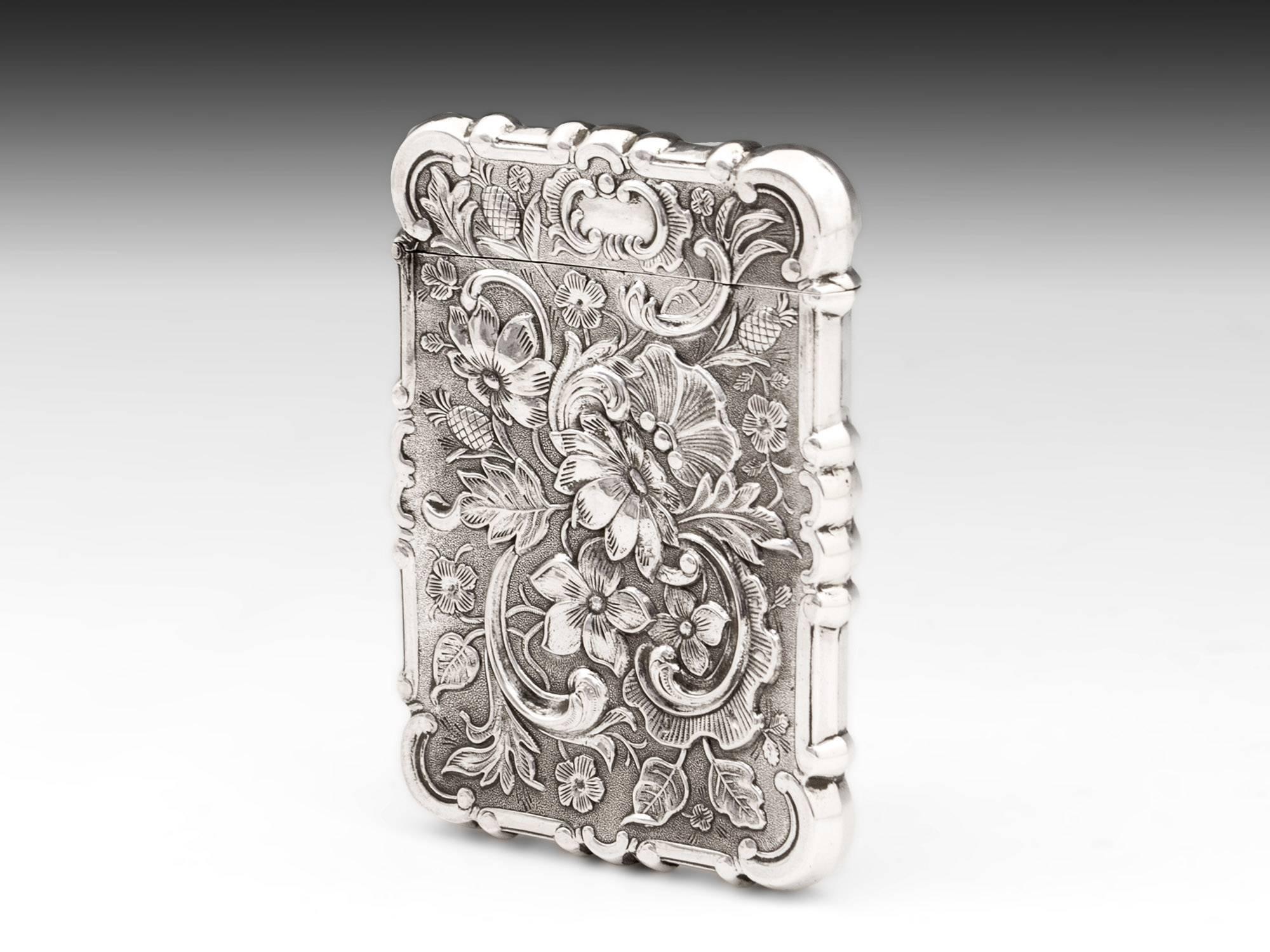 Silver American Castle Card Case by Leonard and Wilson, 19th Century In Good Condition In Northampton, United Kingdom