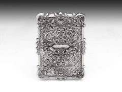 American Silver Card Case Leonard & Wilson Trinity Church New York 19th Century