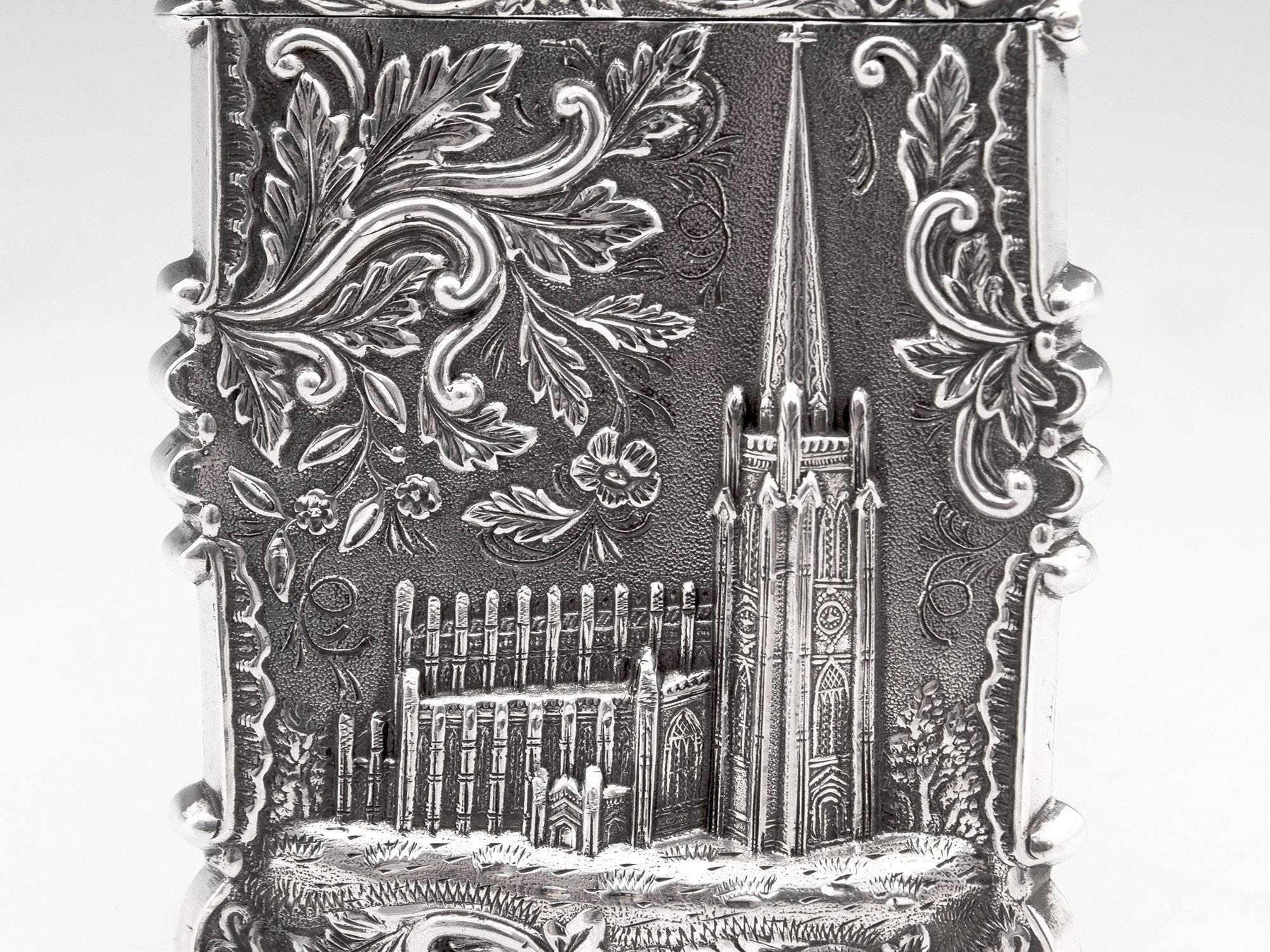 American Silver Card Case Leonard & Wilson Trinity Church New York 19th Century 1
