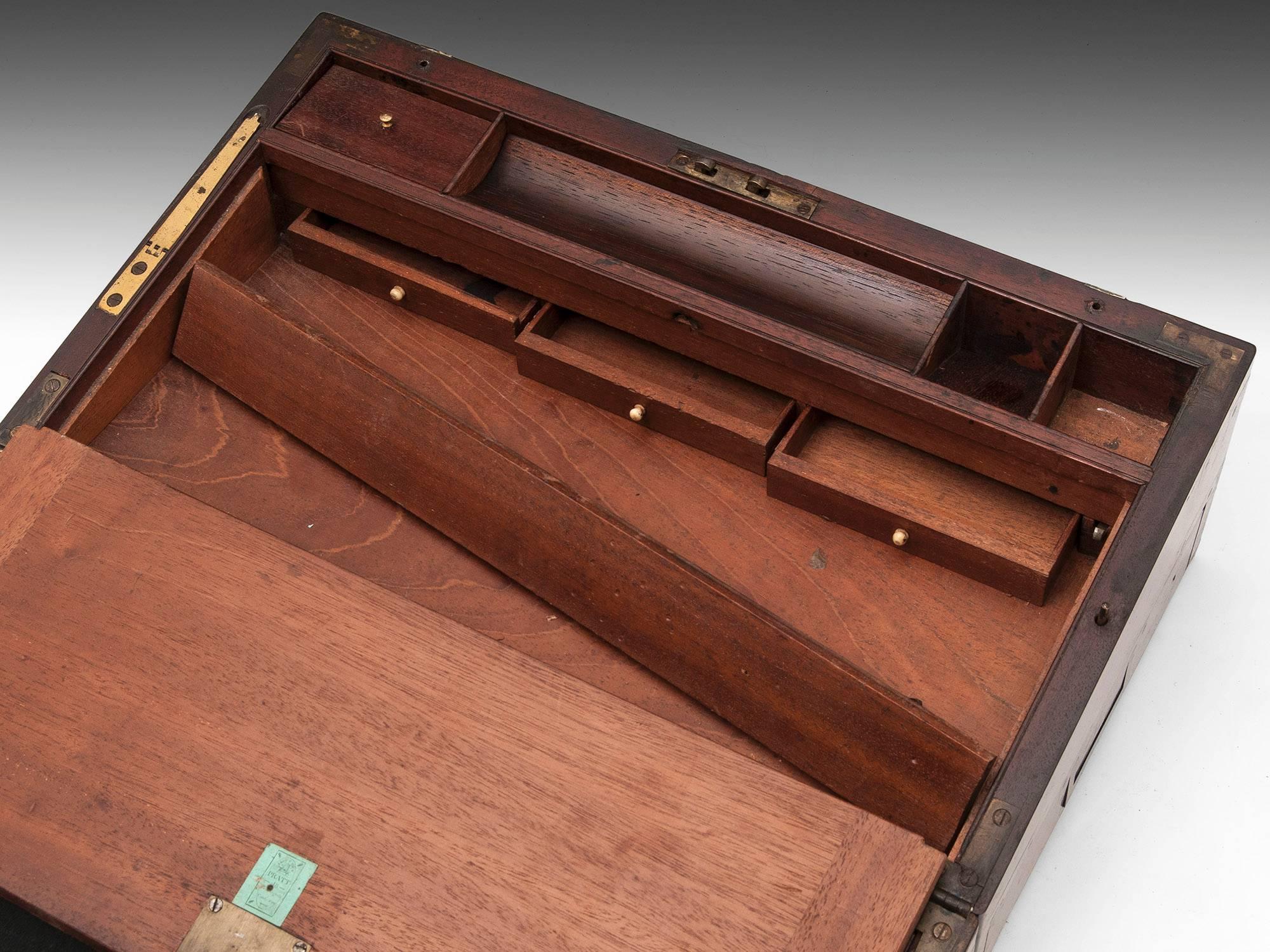 Georgian Military Mahogany Campaign Writing Box 5