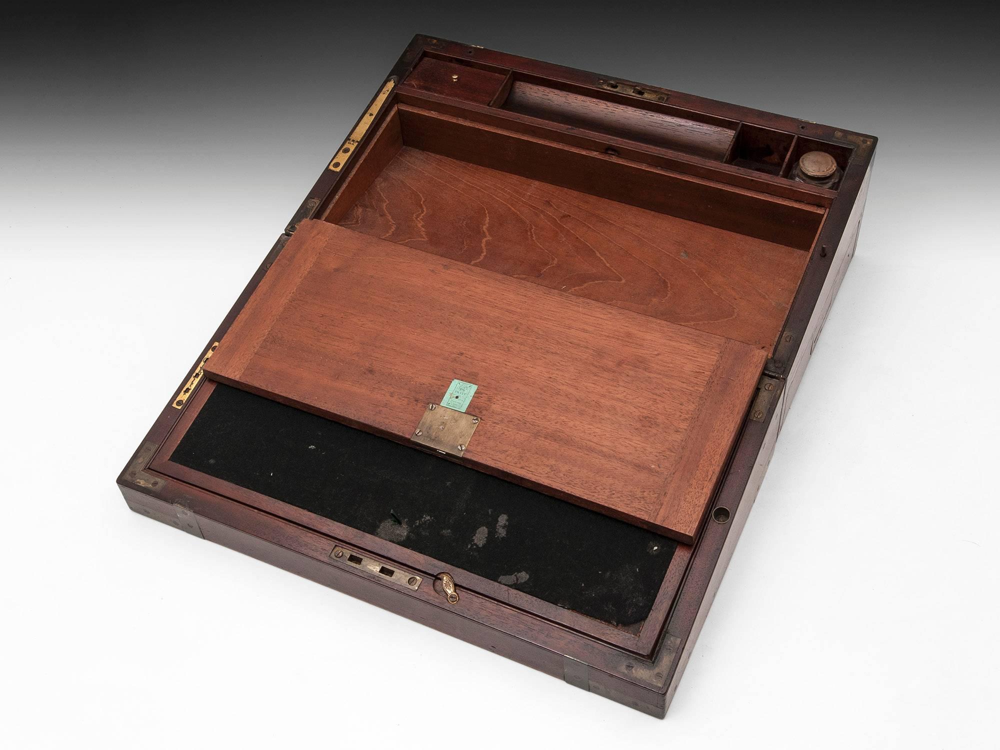 Early 19th Century Georgian Military Mahogany Campaign Writing Box