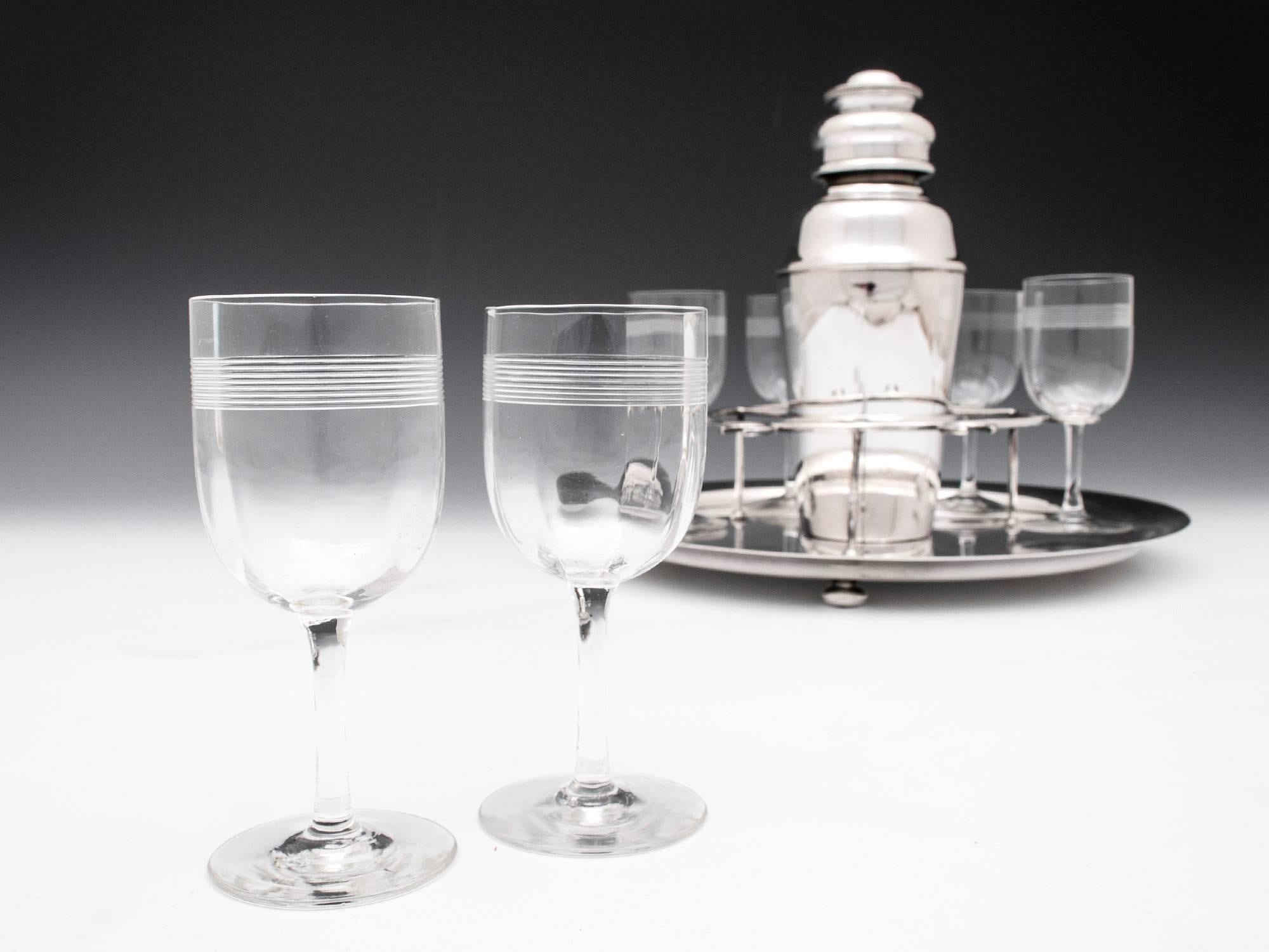 Hukin & Heath Art Deco Silver Plate Cocktail Set 4