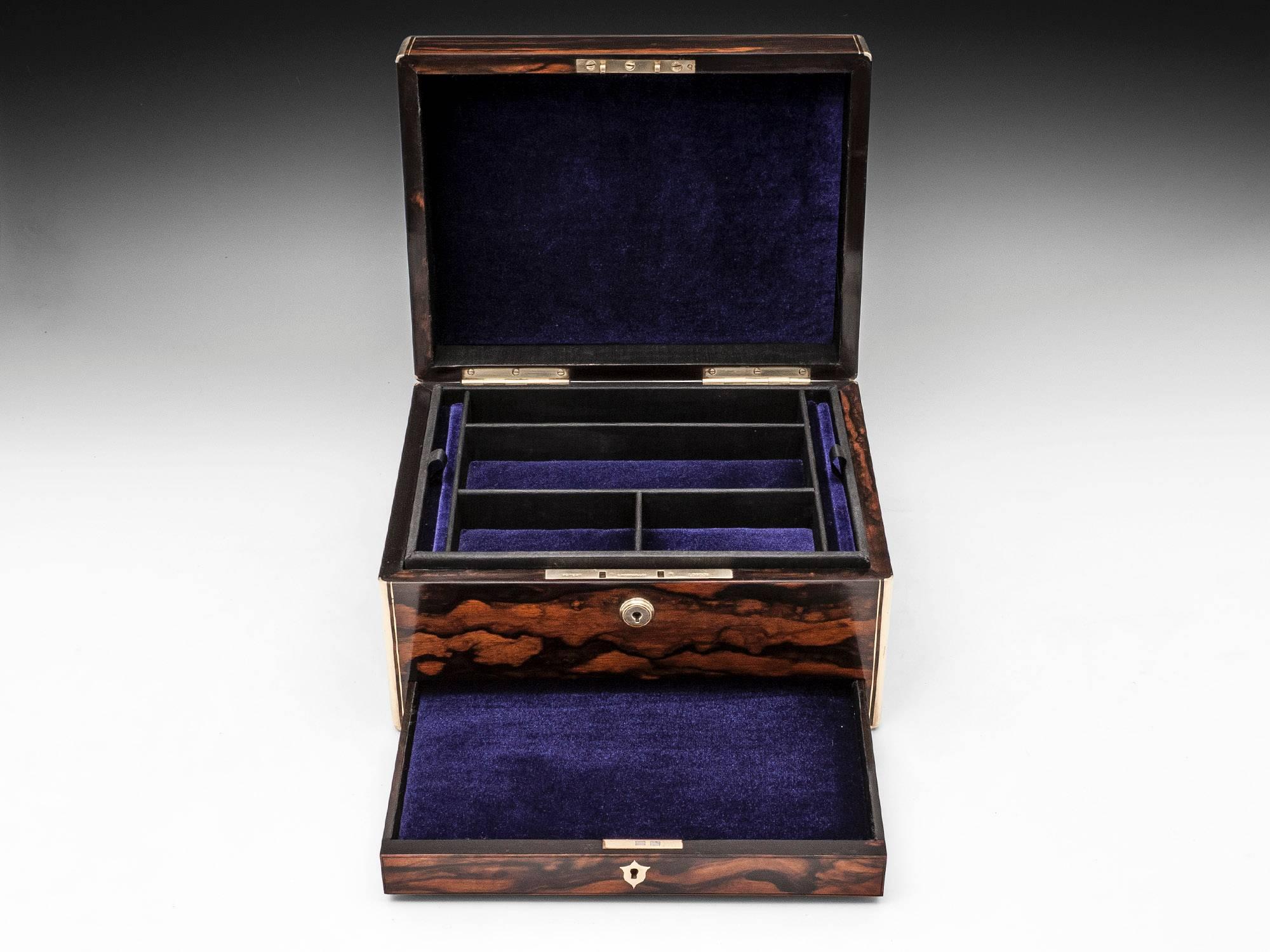 Antique Victorian Calamander Jewellery Box  1