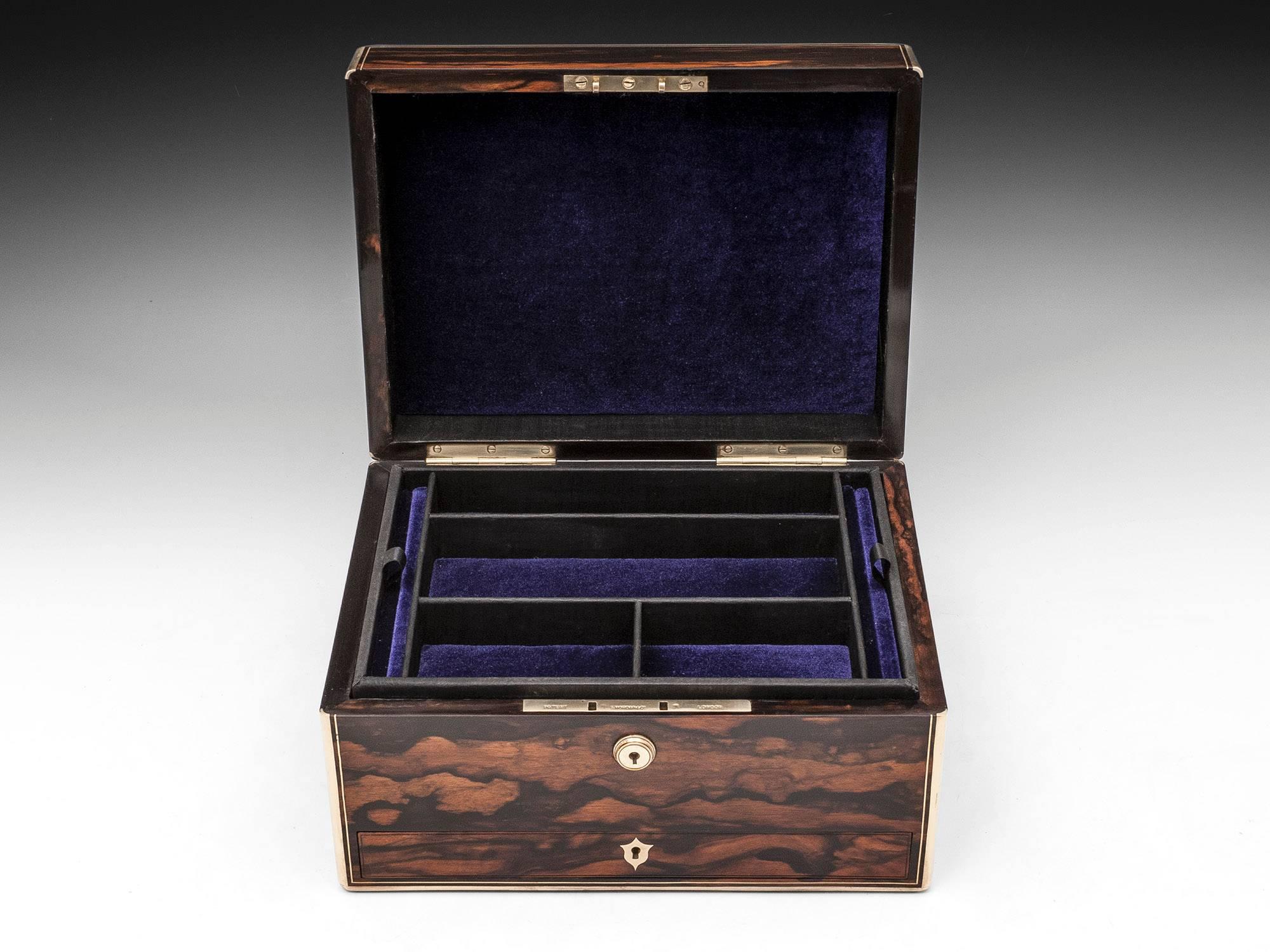19th Century Antique Victorian Calamander Jewellery Box 