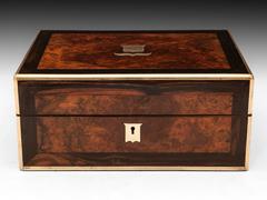 Antique Burr Walnut and Coromandel Jewellery Box
