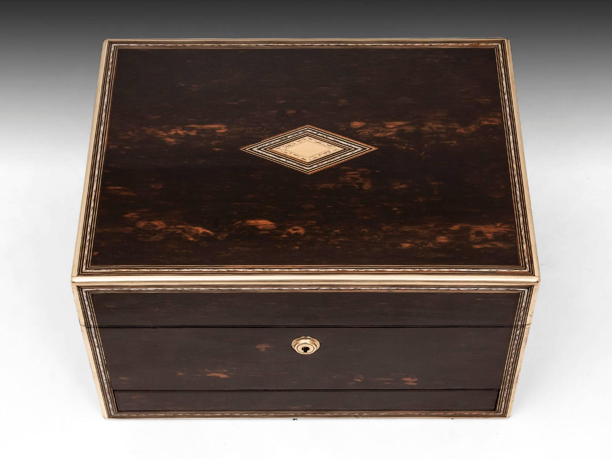 Antique Coromandel Jewellery Box In Excellent Condition In Northampton, United Kingdom