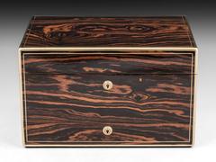 19th Century Calamander Silver and Gold Jewellery Dressing Case by Thornhill