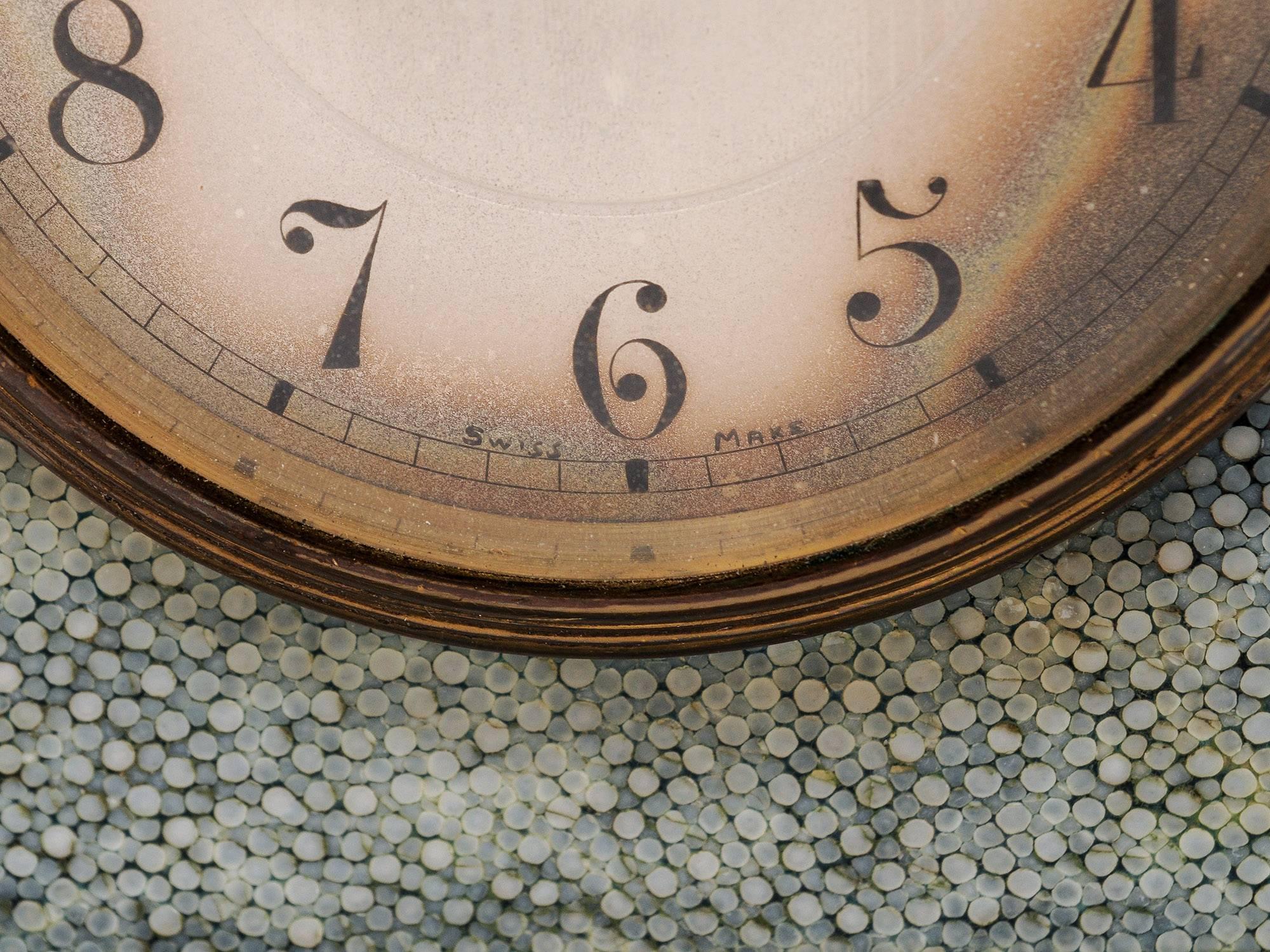 Art Deco Asprey Shagreen Clock 4