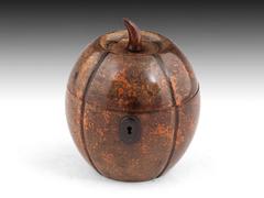 Antique Melon Fruitwood Tea Caddy
