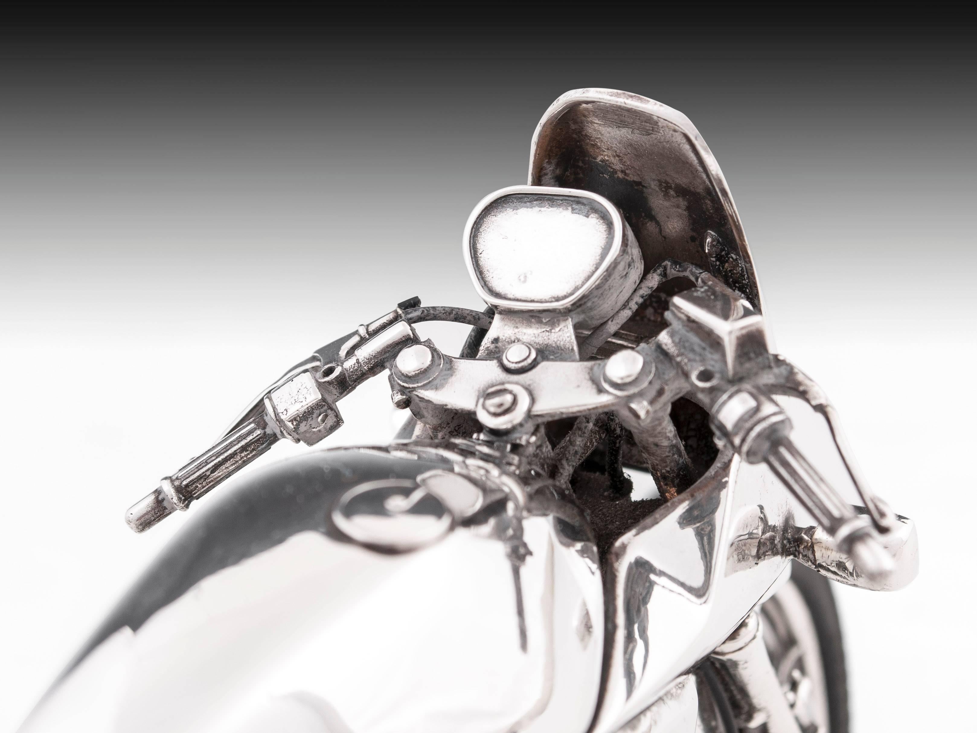 20th Century Sterling Silver Scale Model Suzuki Katana Motorcyle For Sale