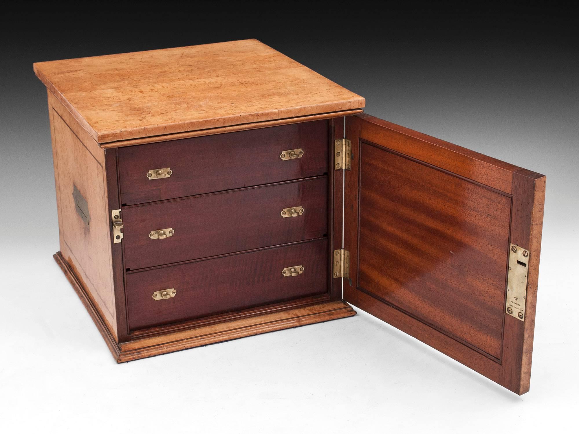 19th Century Birdseye Maple Cigar Cabinet