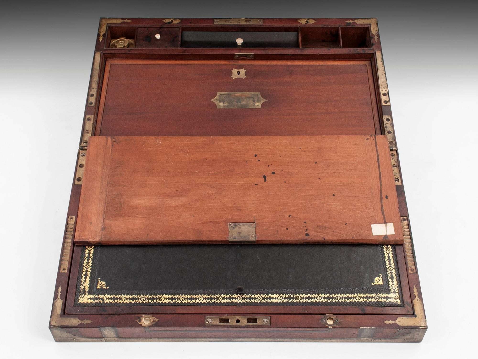 Mahogany Antique Military Writing Box