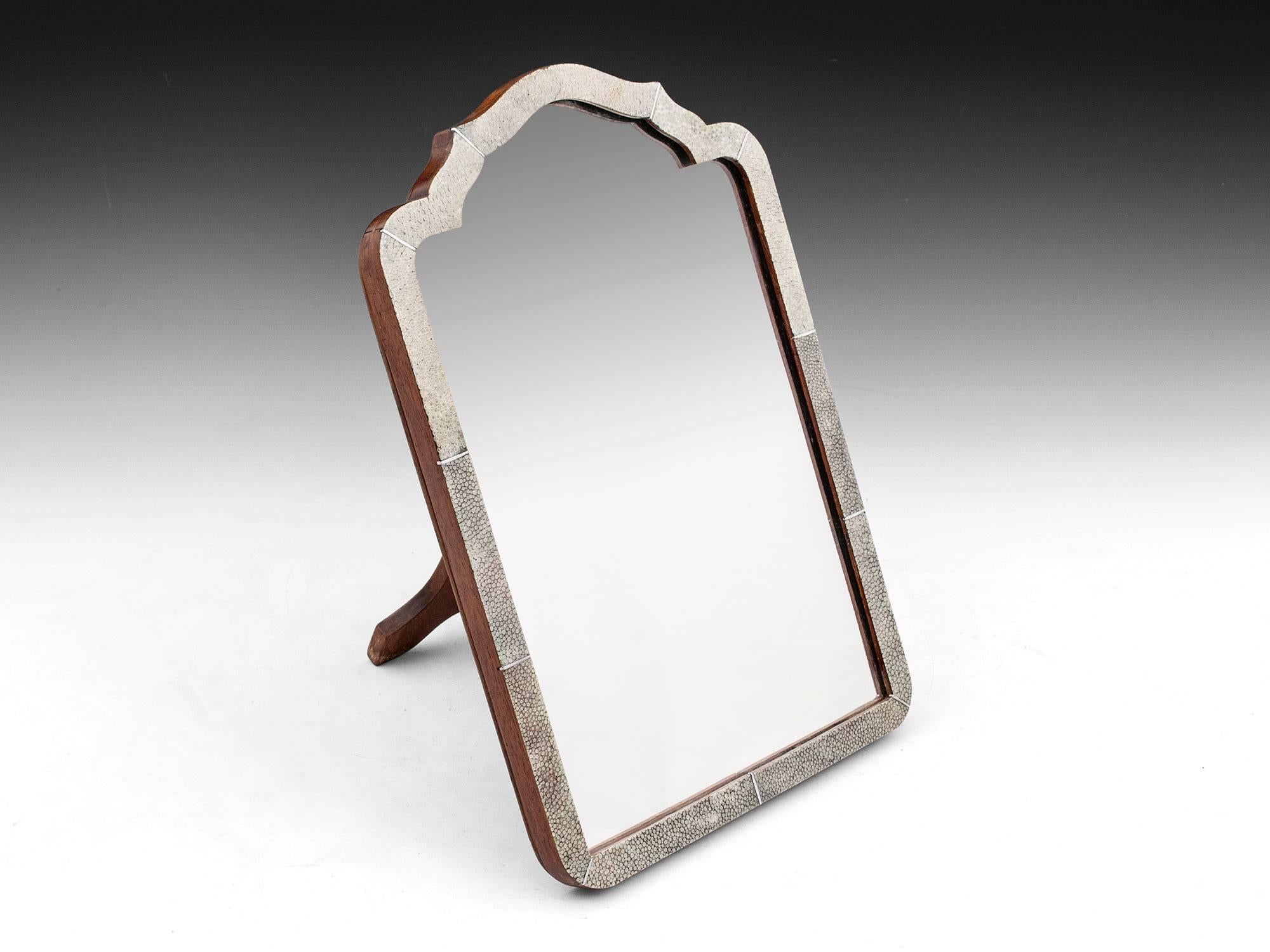 British Art Deco Shagreen Brush and Mirror Dresser Set by Horton & Allday For Sale