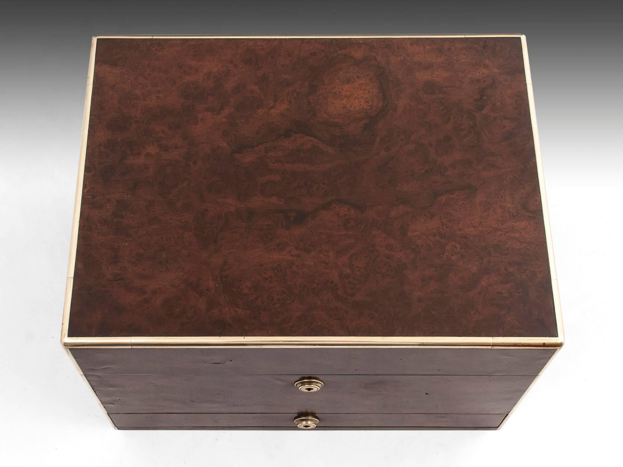 Victorian Antique Burr Walnut Jewelry Box
