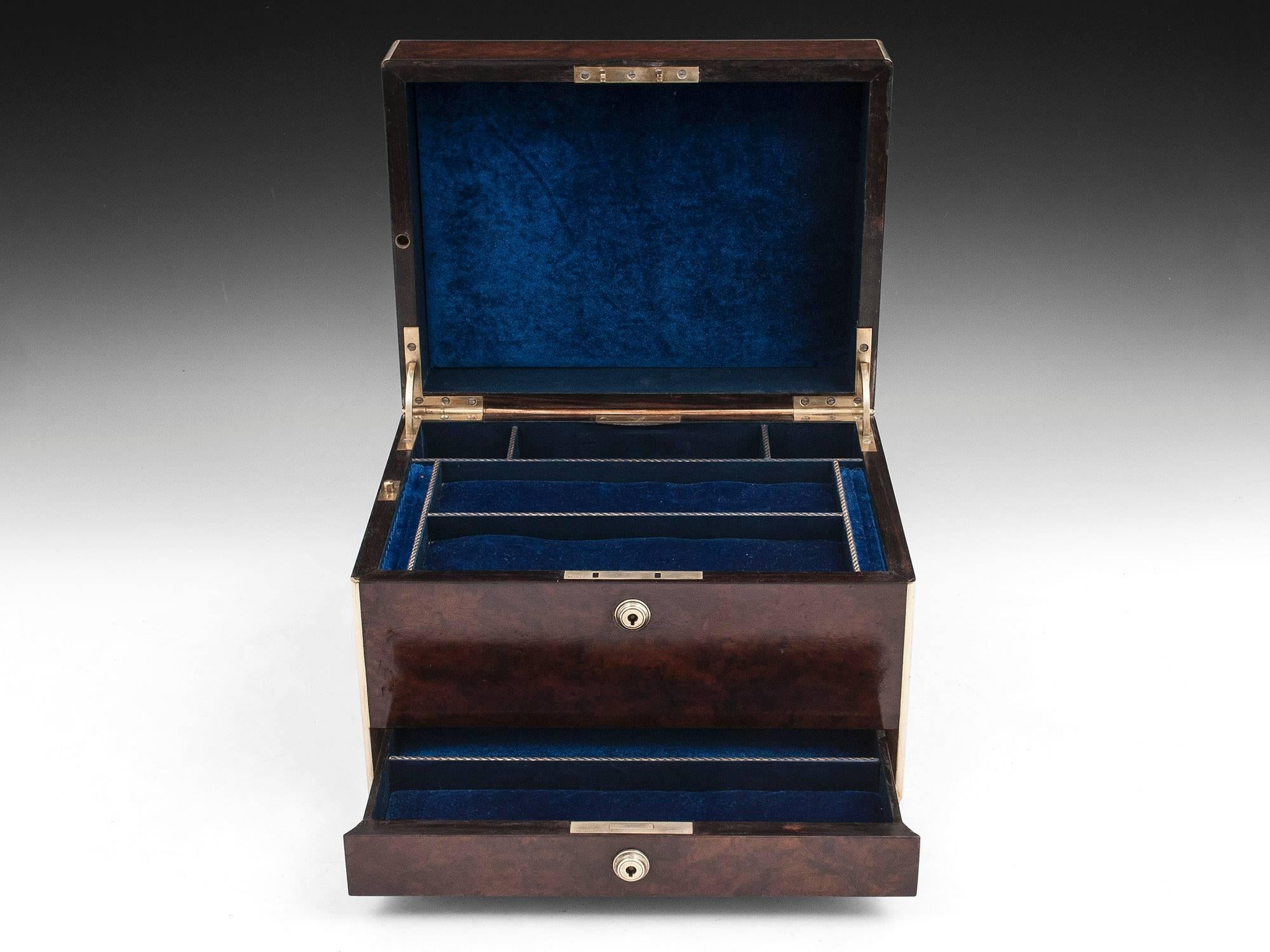 Antique Burr Walnut Jewelry Box 1