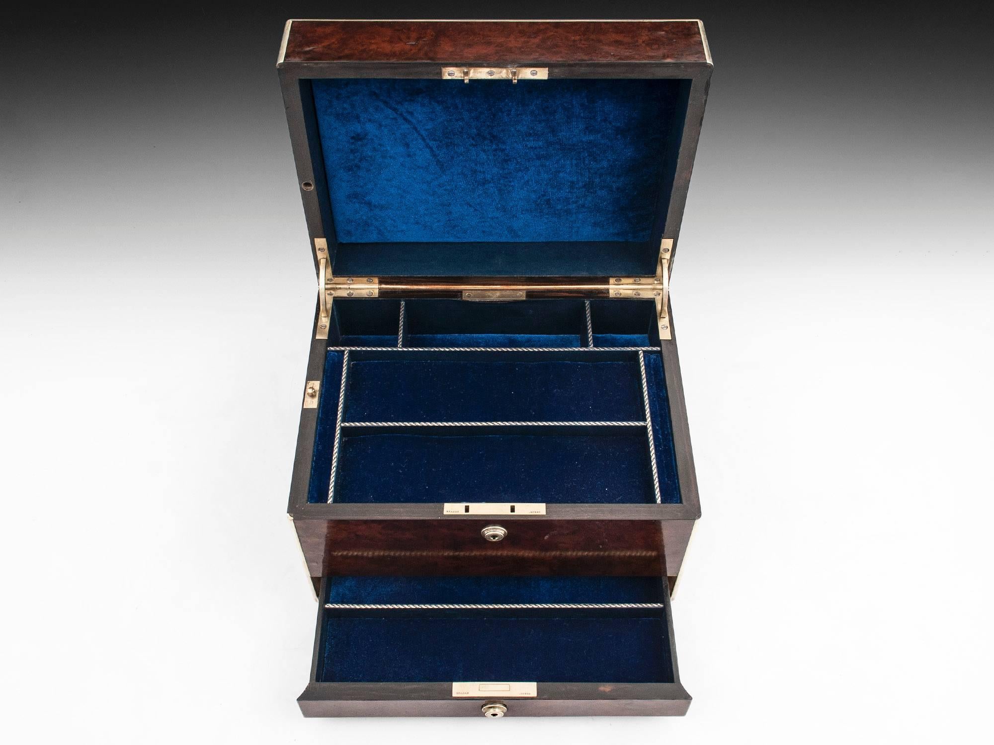 Antique Burr Walnut Jewelry Box 2