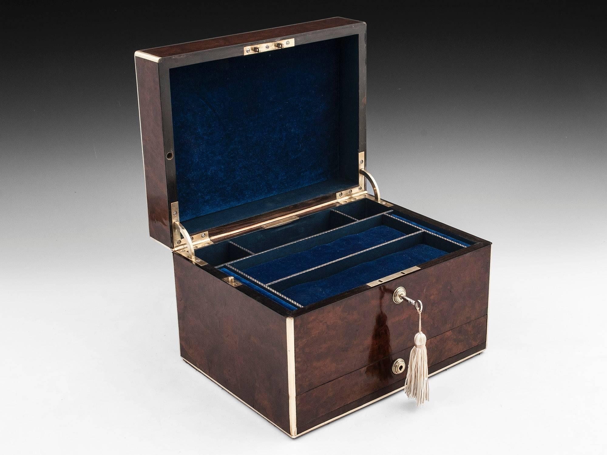Antique Burr Walnut Jewelry Box 4