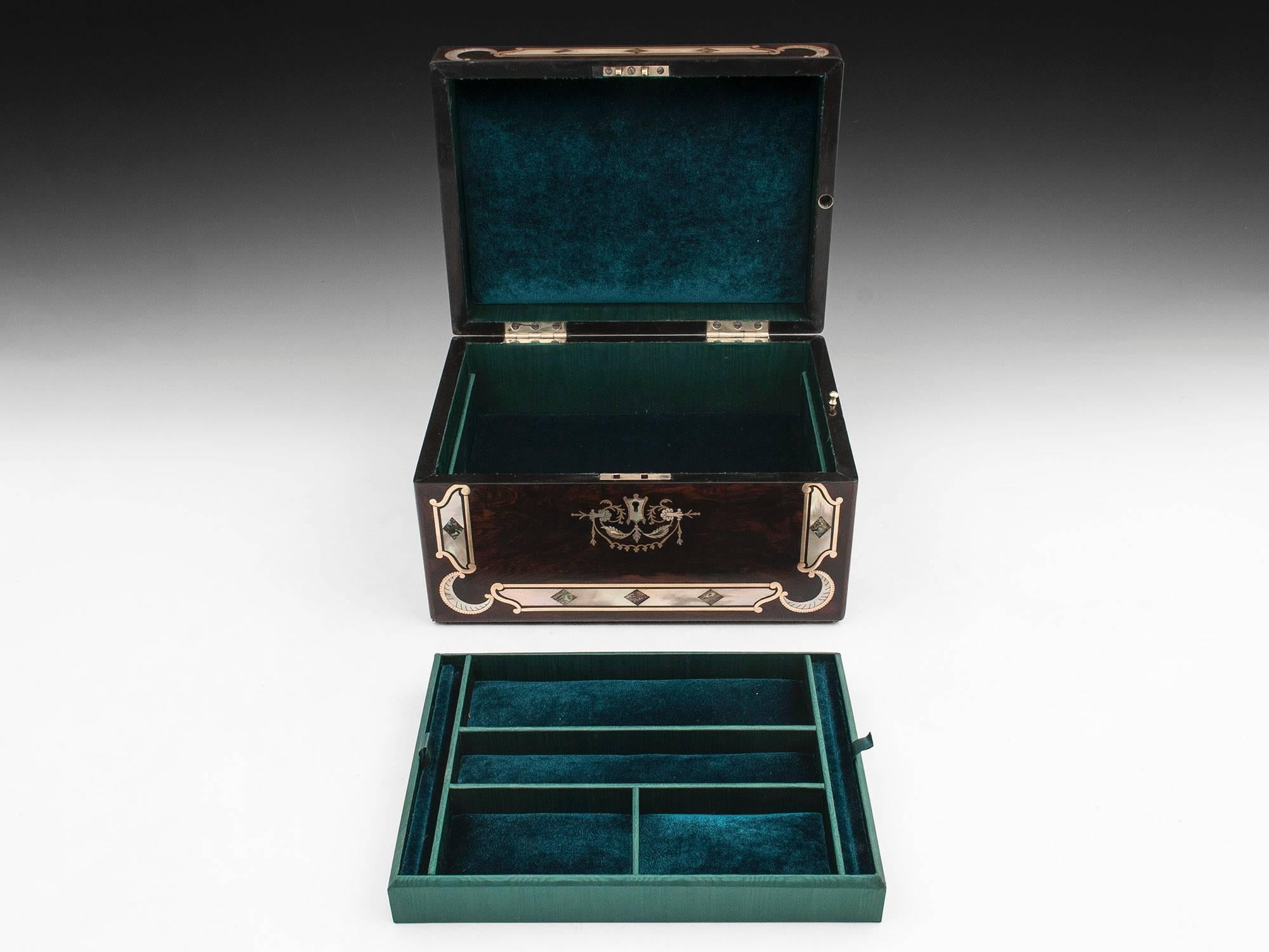 19th Century Rosewood Jewelry Box 1