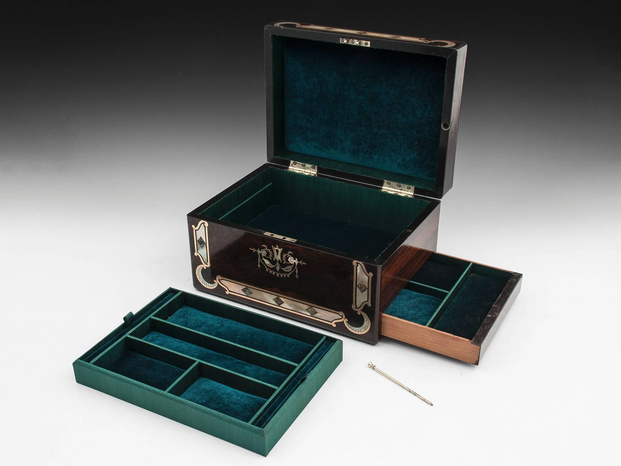 19th Century Rosewood Jewelry Box 3