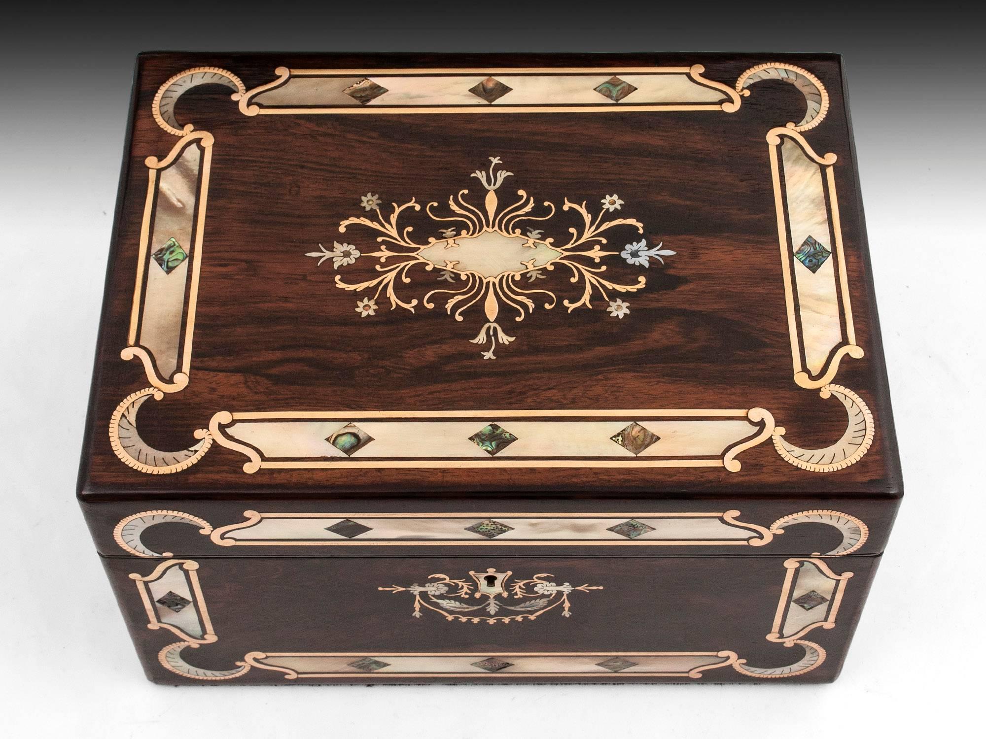 Victorian 19th Century Rosewood Jewelry Box