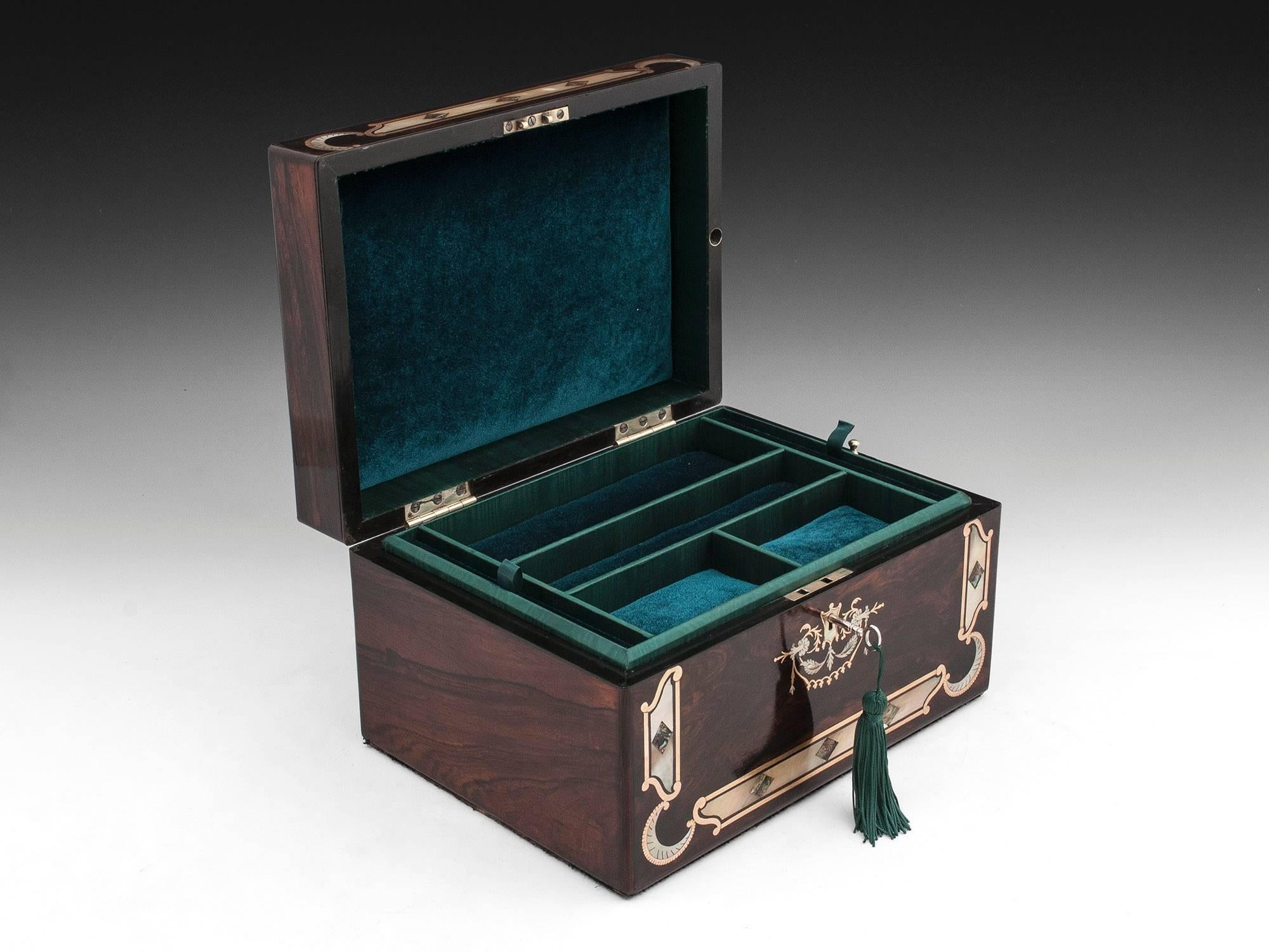 19th Century Rosewood Jewelry Box 4