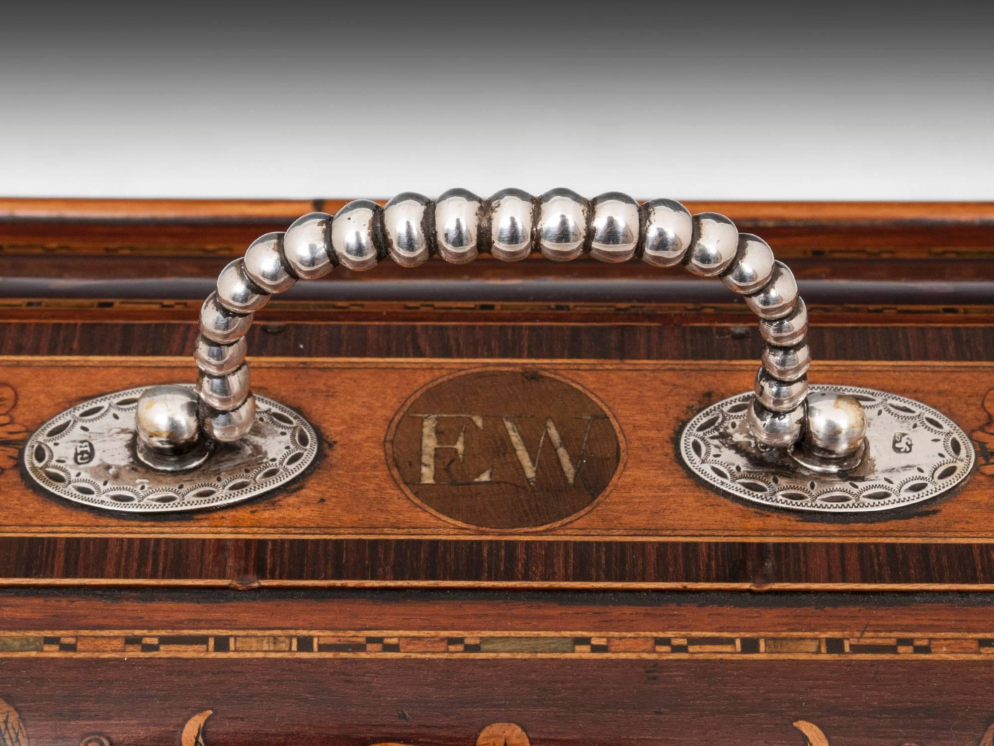 18th Century and Earlier Antique Georgian Harewood Silver Tea Chest Tea Caddy