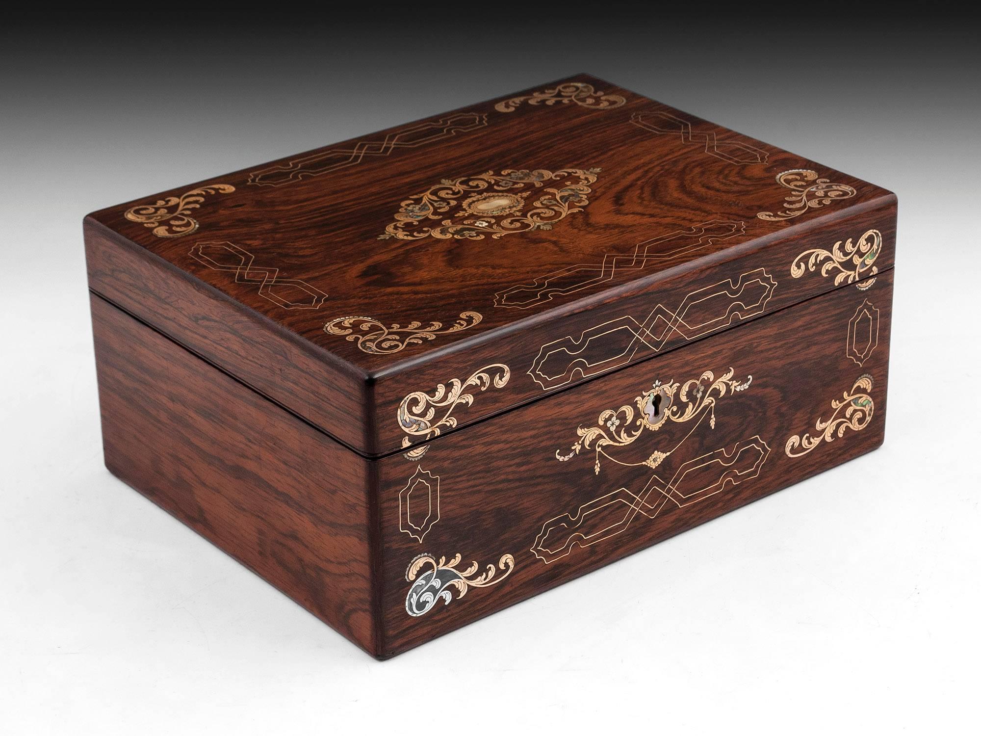 British Antique Rosewood Sewing Box